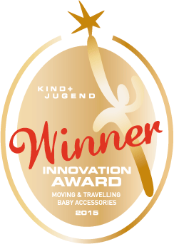 Sceau doré « Innovation Award 2015 Winner » pour accessoires bébé avec figure et étoile