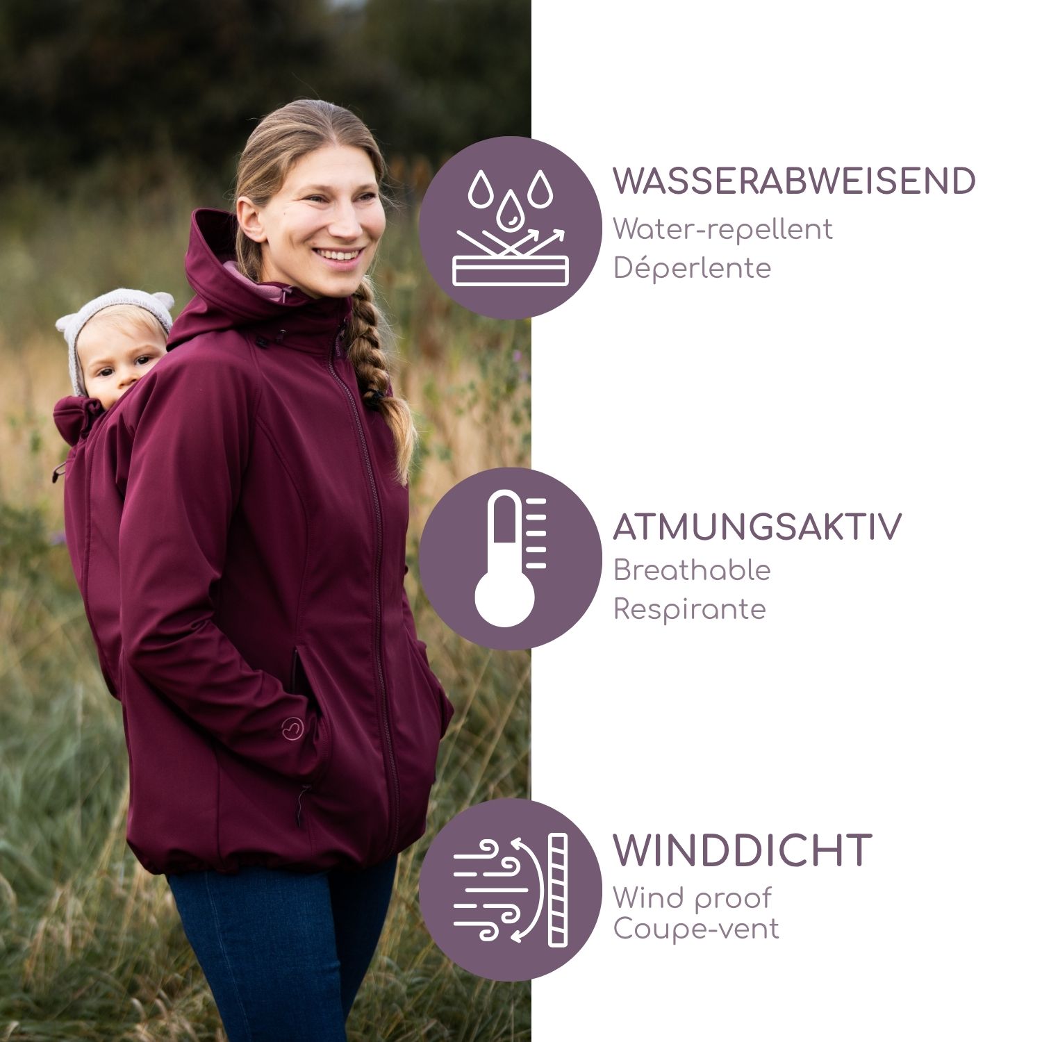 Veste de portage en softshell Allrounder fit burgundy S