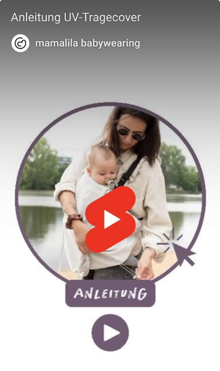 Eine junge Mama mit Baby auf dem Arm. Im Vordergrund das rote Logo von Youtube und einem Playbutton.