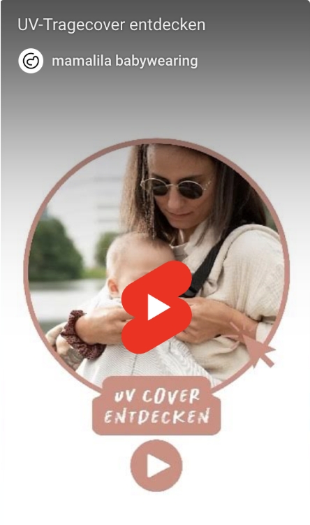 Eine junge Mama mit Sonnenbrille und Baby auf dem Arm. Im Vordergrund das rote Logo von Youtube und einem Playbutton.